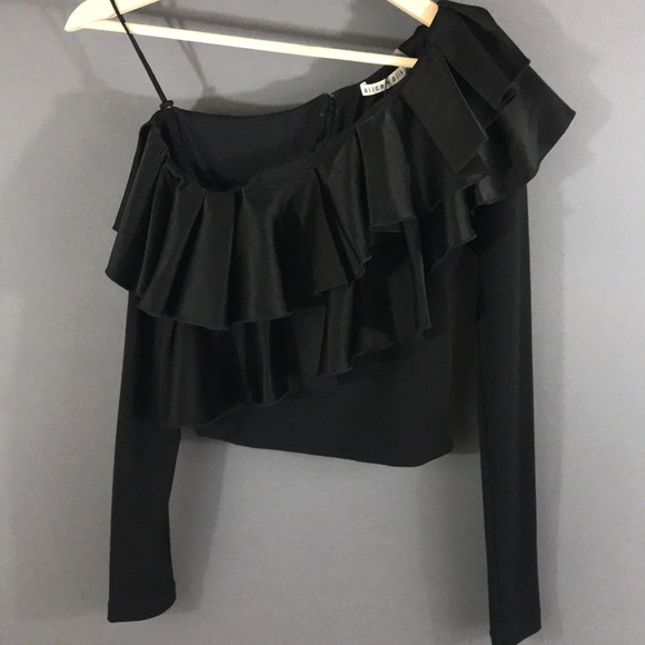 Alice + Olivia Cropped Ruffled Blouse - Picture 6 of 8